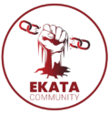 ekata community logo of hand grabbing a chain and emerging from a solid land