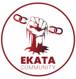ekata community logo of hand grabbing a chain and emerging from a solid land
